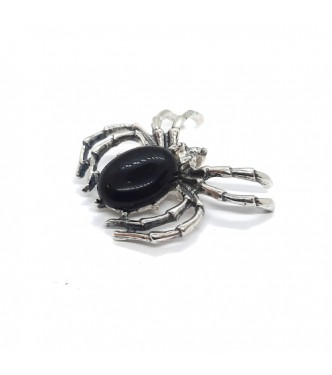 PE001516 Sterling Silver Pendant Spider With Black Onyx Solid Hallmarked 925 Handmade